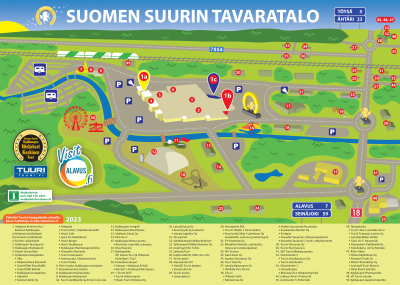 Tuurin Kauppakylän palvelut kartalla.