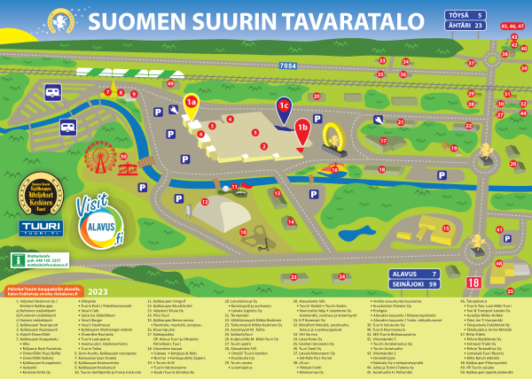 Tuurin Kauppakylän palvelut kartalla. 