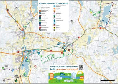 Tutustu Alavuden ulkoilureitti- ja liikuntapaikkakarttaan ja innostu eri aktiviteettimahdollisuuksista!