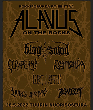 Metallirock-tapahtuma Alavus on the Rocks lauantaina 28.5.2022 Tuurin Nuorisoseuralla klo 18 alkaen.