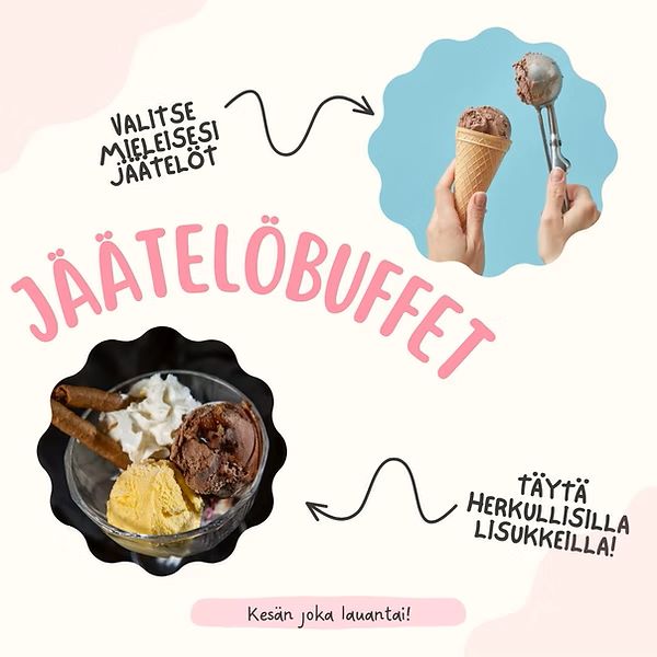Jäätelöbuffet kesälauantaisin klo 12-20 Tuuri Resortsissa.