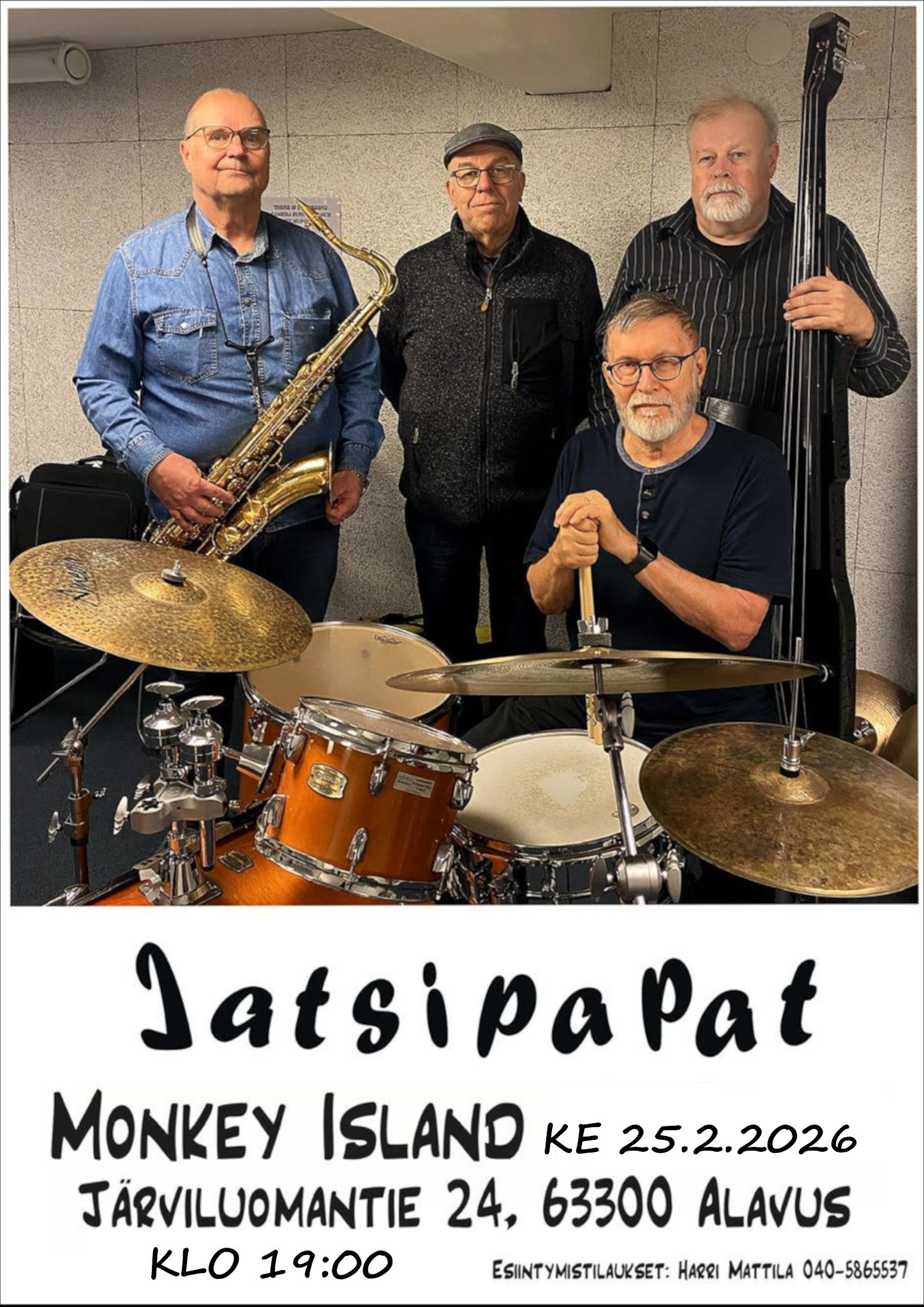 Jatsipapat feat Helena Taijala Alavuden Monkey Islandissa keskiviikkona 25.2.2026 klo 19.00.