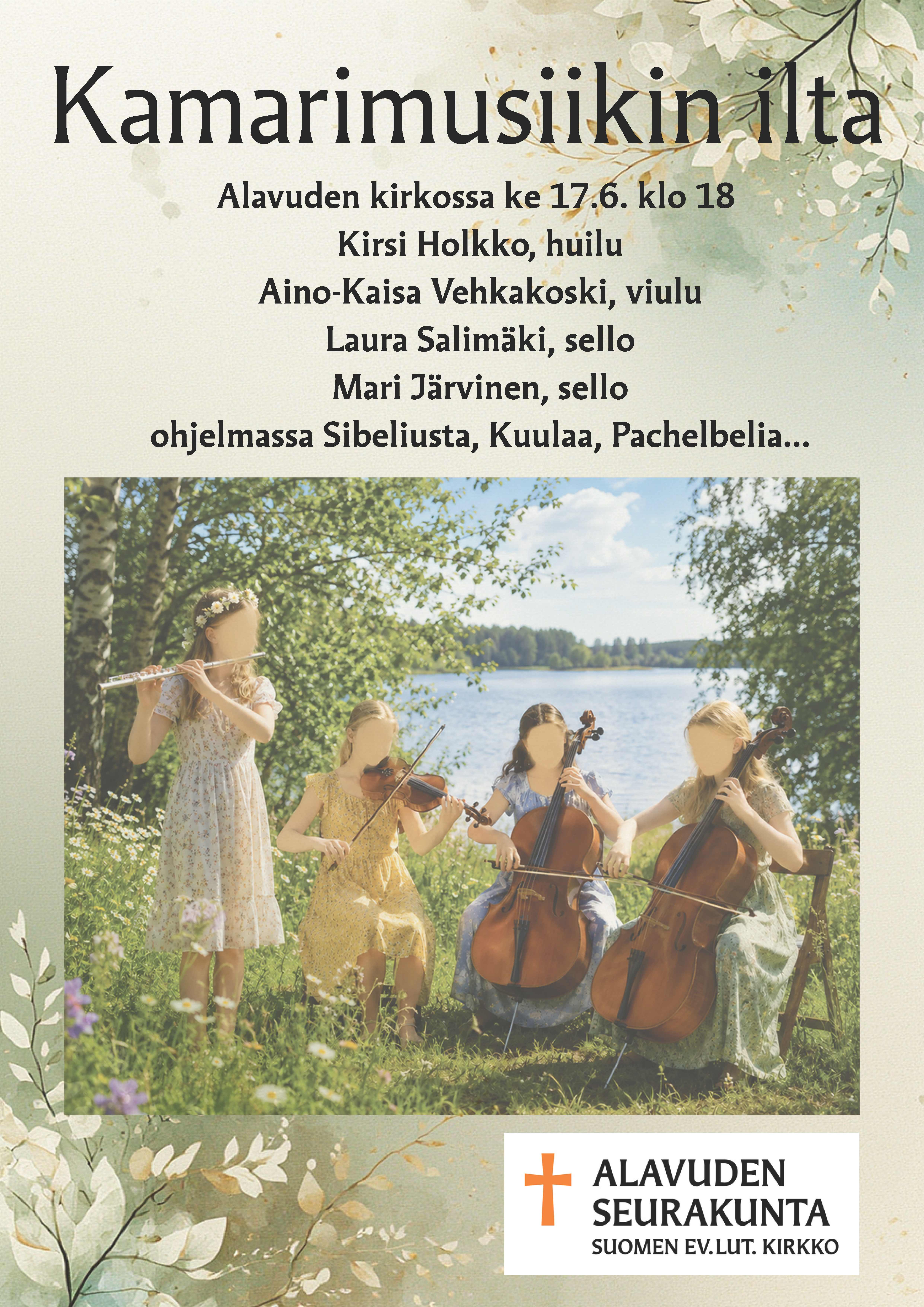  Viet&auml; kiireet&ouml;n hetki Alavuden kirkossa keskiviikkona 17.6.2026 klo 18 - kamariorkesteri soittaa kes&auml;isi&auml; s&auml;veli&auml;.