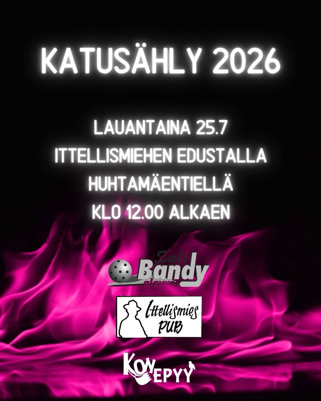 Katusählyturnaus lauantaina 25.7.2026 klo 12 alkaen Alavudella Huhtamäentiellä.