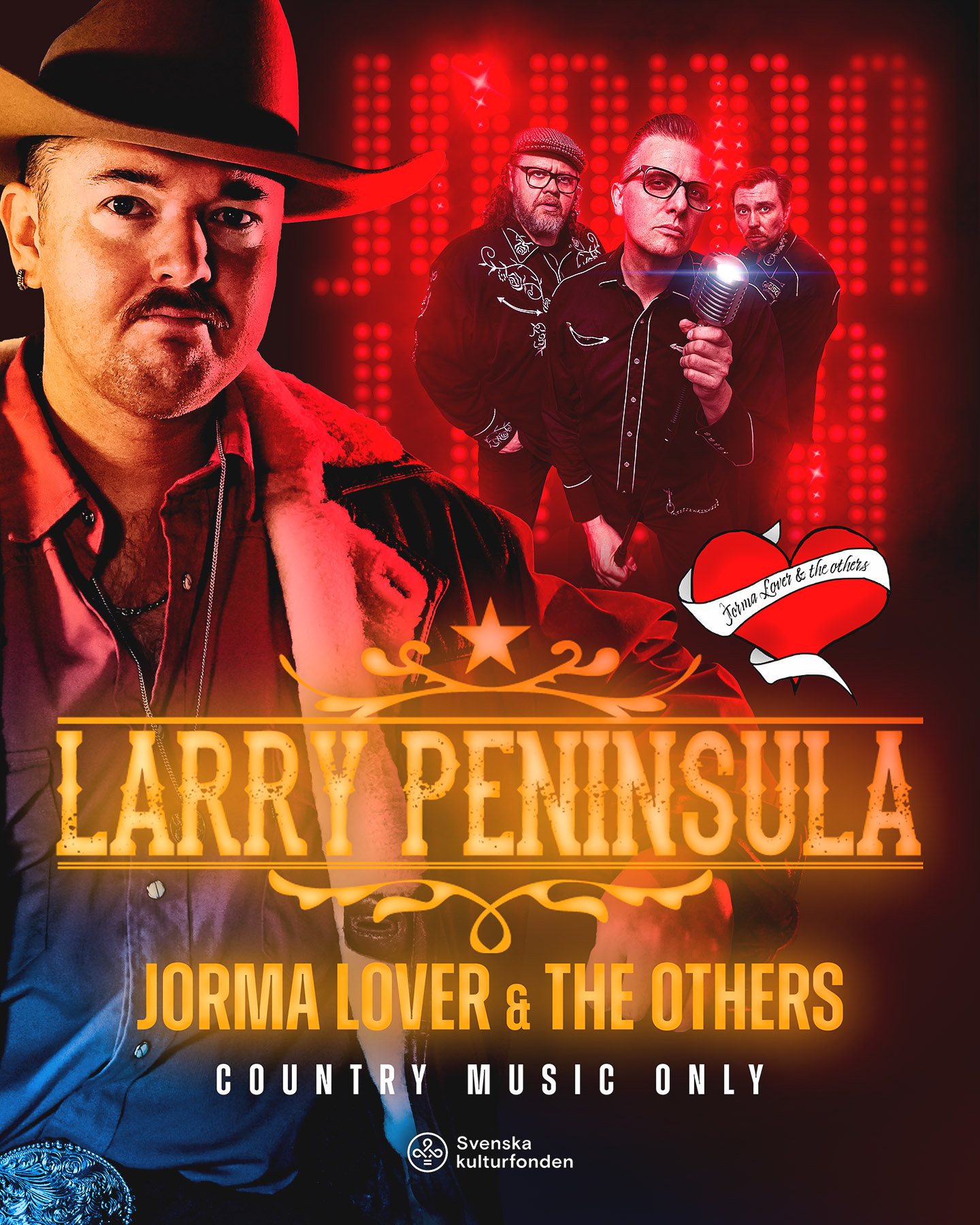 Country Music Only: Larry Peninsula ja Jorma Lover & The Others Alavuden Monkey Islandissa perjantaina 22.5.2026 klo 22.