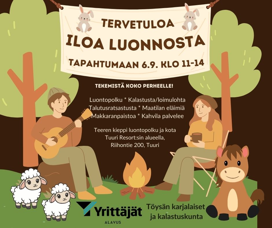 Iloa luonnosta -tapahtuma Alavudella Tuuri Resortsin alueella lauantaina 6.9.2025 klo 11-14.